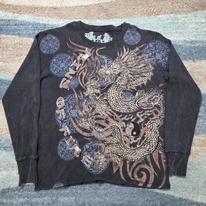 Dragon Graphic Long Sleeve Shirt Ring of Fire LA Men’s L